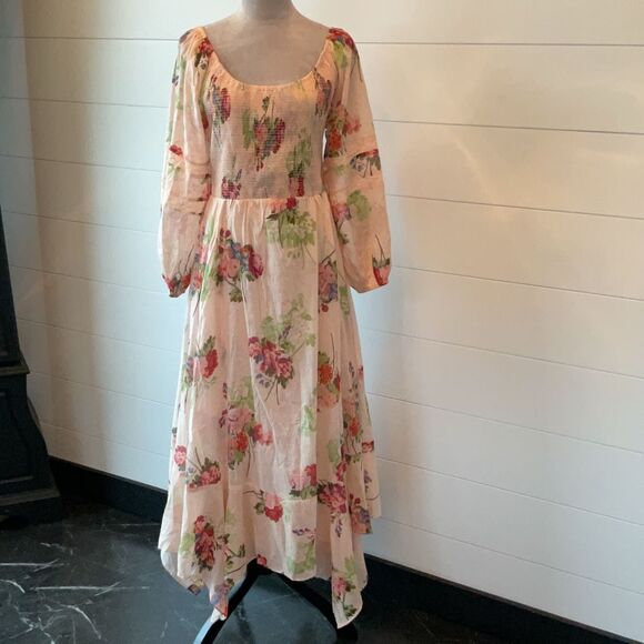 fp Free People ~ Morning Glory Maxi Dress in Tea Combo Size Large - Picture 2 of 14